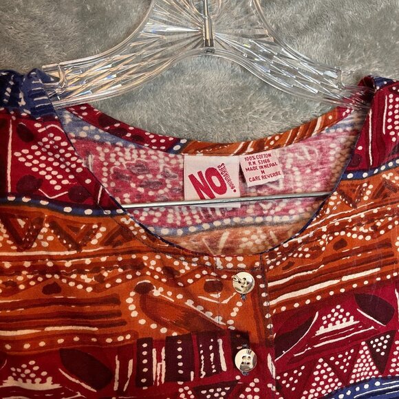 Vtg No Boundaries Women Colorful Rainbow Southwestern Tribal Maxi Shirt Dress M - Picture 5 of 12